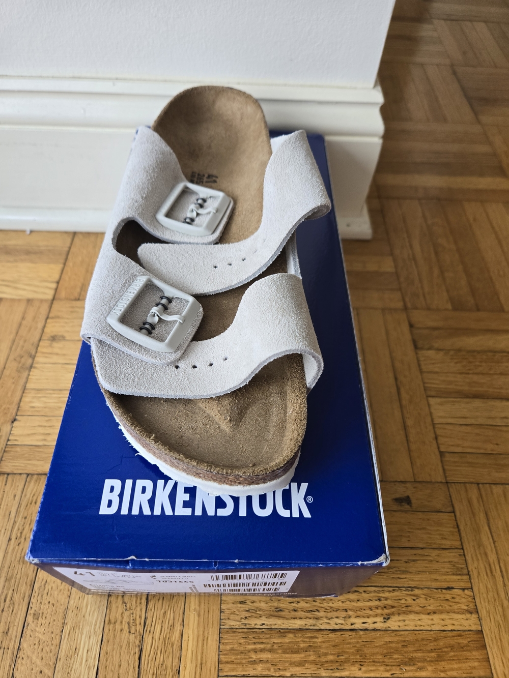 Brand New With Box Birkenstock  Oyster Suede Arizona Suede Sandal